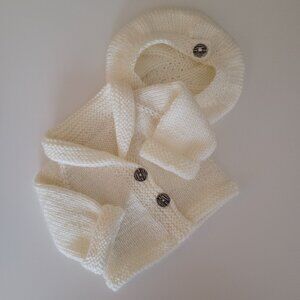 New Lovely Handknit Jacket Style Cardigan & Tam Set Gift Boxed For 18 Inch Dolls